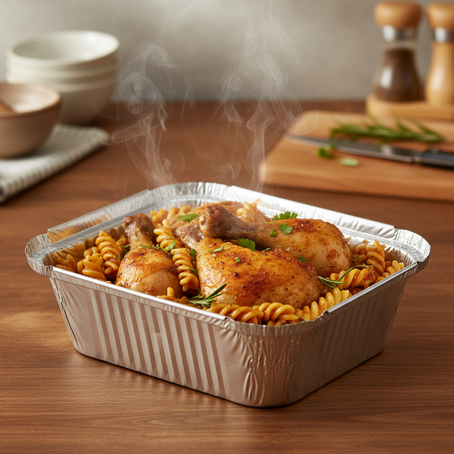 6PK Aluminum BBQ Pan Square in Polbag