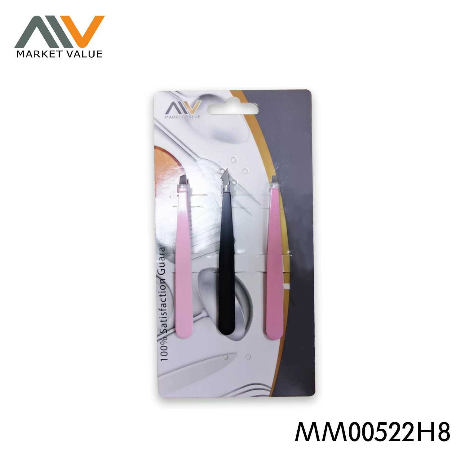 3PCS Eyebrow Tweezer With Coated,T/C