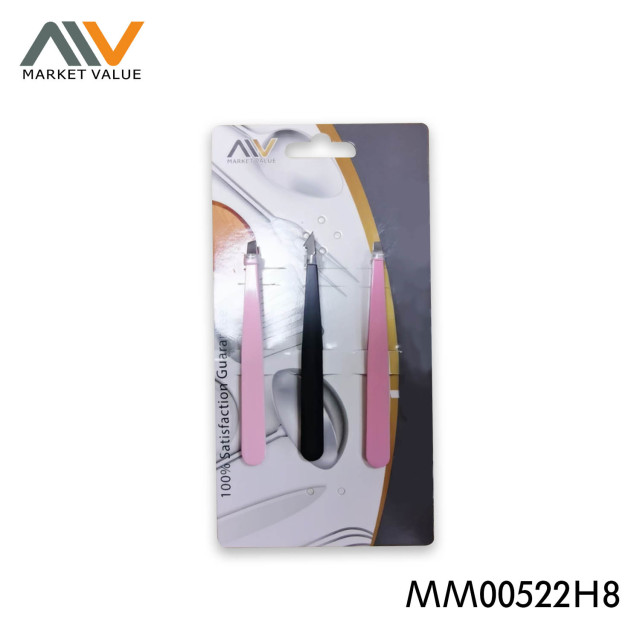 3PCS Eyebrow Tweezer With Coated,T/C
