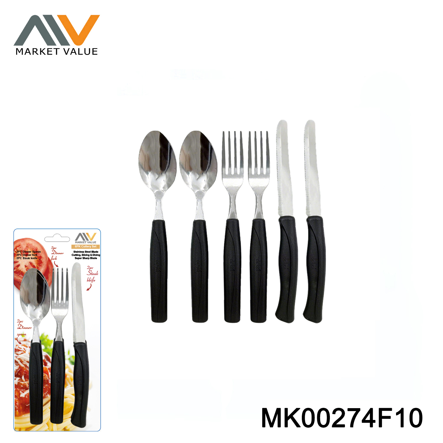 6PK SS Cutlery set PP Injection Handle,BC