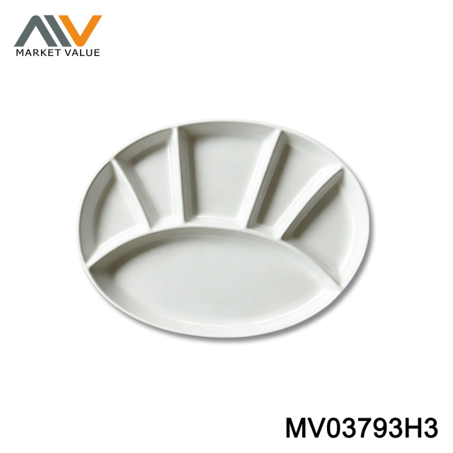 porcelain divide plates with 6 compartments "OV", white