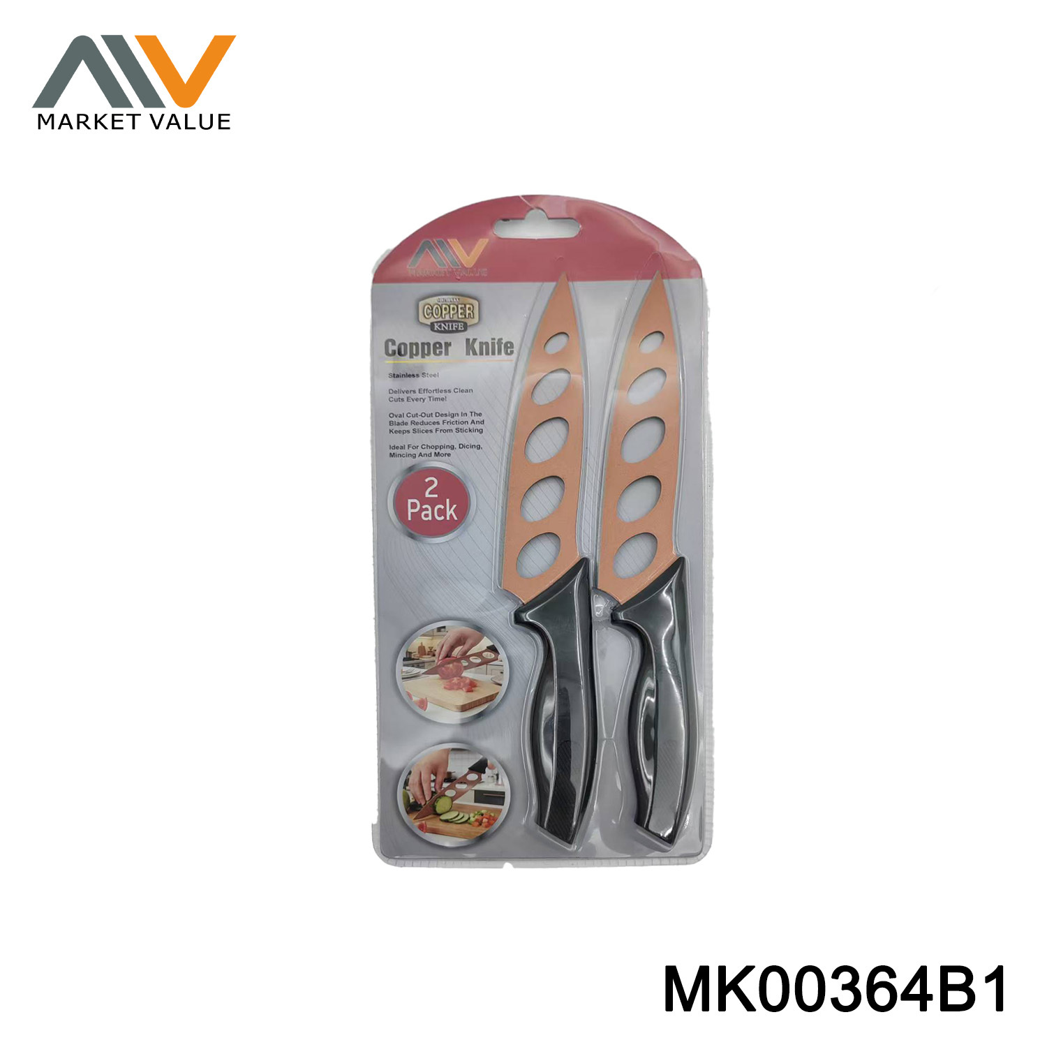 2PK SS Meat KNIVES COPPER COATED DB