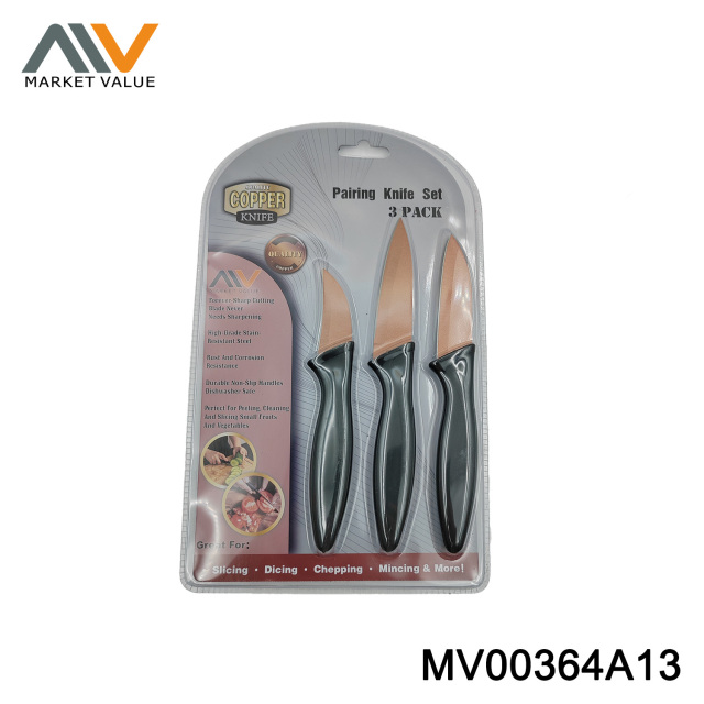 3PK SS FRUIT KNIVES COPPER COATED DB