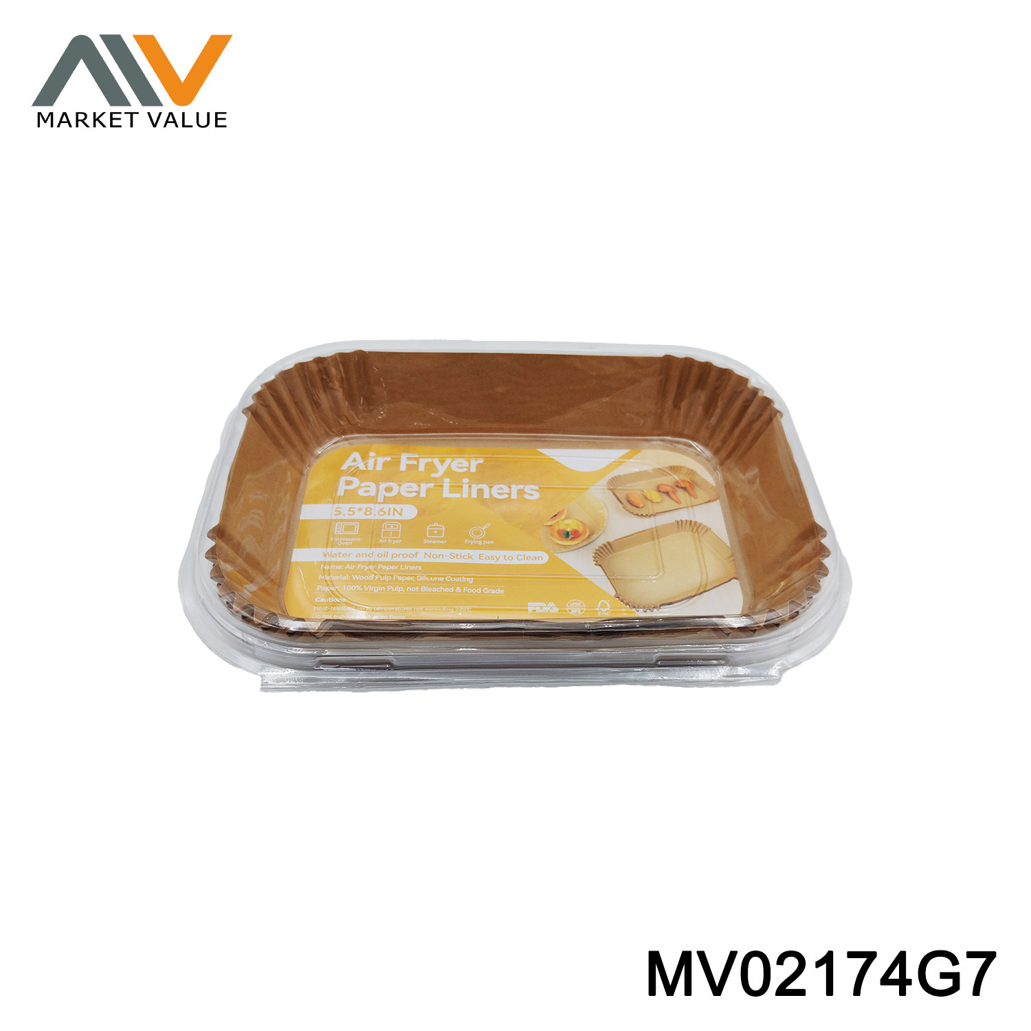 50PK 22CM Double-Sided 36G Air Fry Liners, PVC Box
