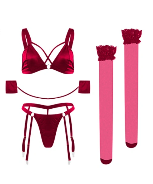 Black Lace Leg Strip Set