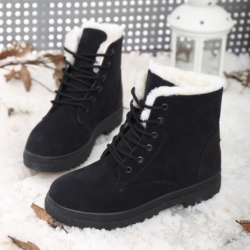 New Design Large Size Elegant Ladies Winter Fashion Women Girls Plush Lining Thermal Snow Ankle Boots