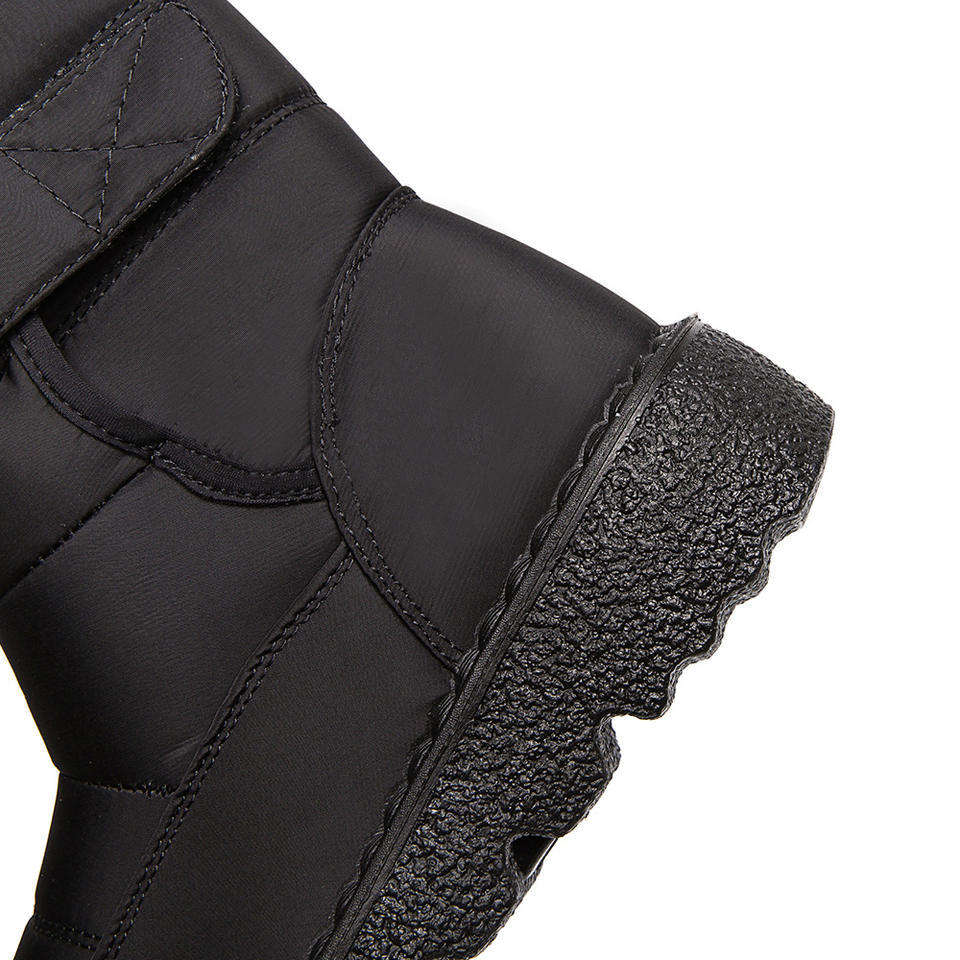 Trendy Large Size Canvas Water Proof Thermal Plush Winter Shoes Hook Loop Women Ladies Snow Boots