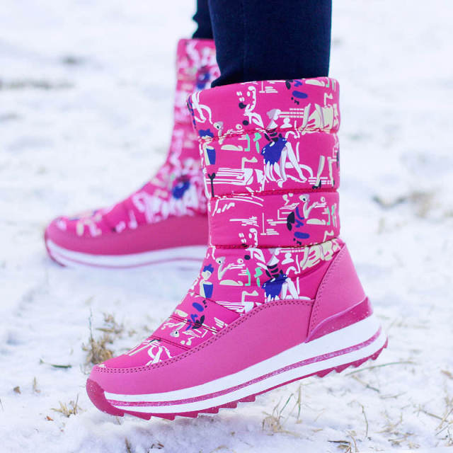 New Snow Waterproof Boots Women Thicken short Plush Warm Winter Shoes Woman Comfortable Ankle Boots