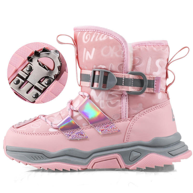 Winter children snow boots children's cotton shoes boys girls with velvet thickening student waterproof non-slip short boot