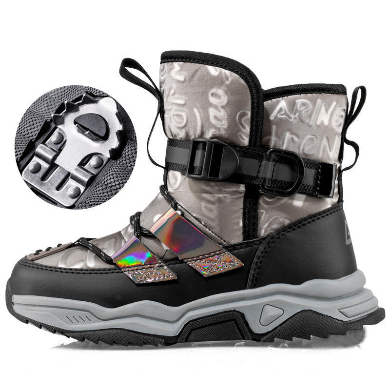 Winter children snow boots children's cotton shoes boys girls with velvet thickening student waterproof non-slip short boot