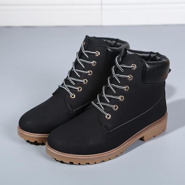 New Autumn Early Winter Shoes Women Flat Heel Boots Fashion Keep warm Brand Woman Ankle boots