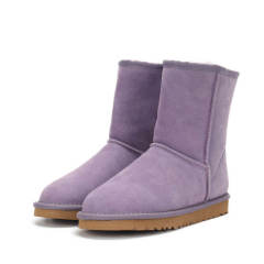 OEM Custom logo multiple colour color Mid-calf Warm Fur Winter Boots Classics Cow Leather Womens Snow Boots Drop Shipping