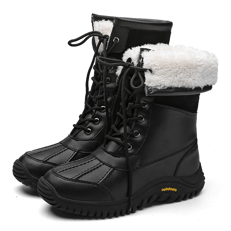 Winter Martin boots women's Plush warm outdoor snow boots waterproof and anti-skid high barrel cotton shoes