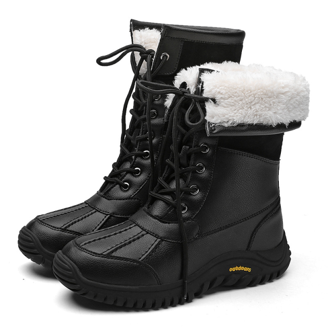 Winter Martin boots women's Plush warm outdoor snow boots waterproof and anti-skid high barrel cotton shoes