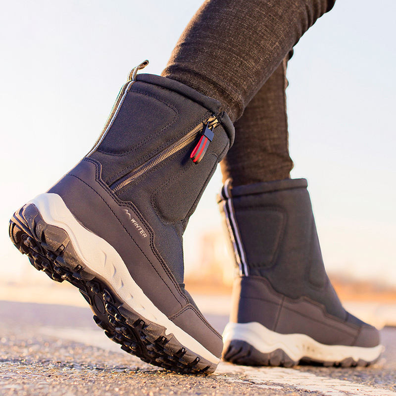 BAIRUILUN mens boots winter boots waterproof leather ankle boots womans snow shoes