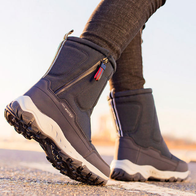 BAIRUILUN mens boots winter boots waterproof leather ankle boots womans snow shoes