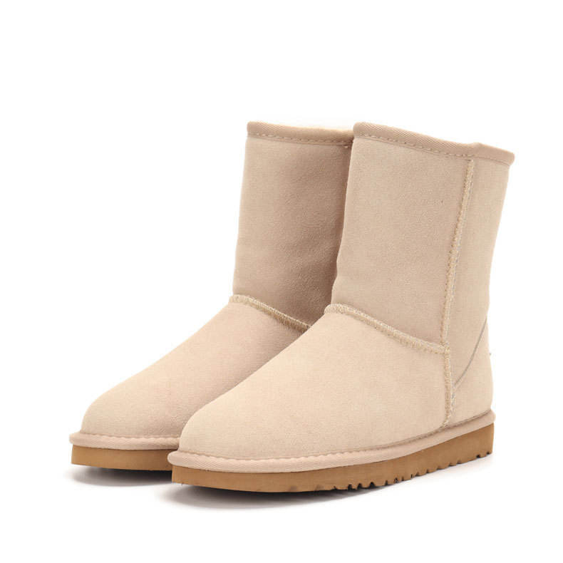 OEM Custom logo multiple colour color Mid-calf Warm Fur Winter Boots Classics Cow Leather Womens Snow Boots Drop Shipping