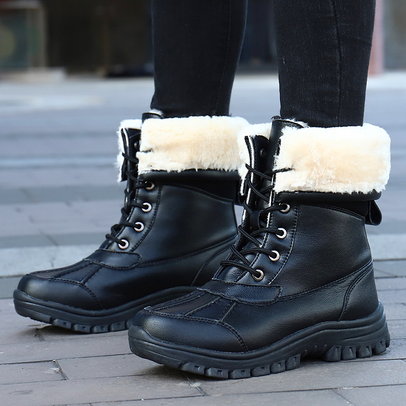 Winter new women's leather boots Martin boots high top leather shoes