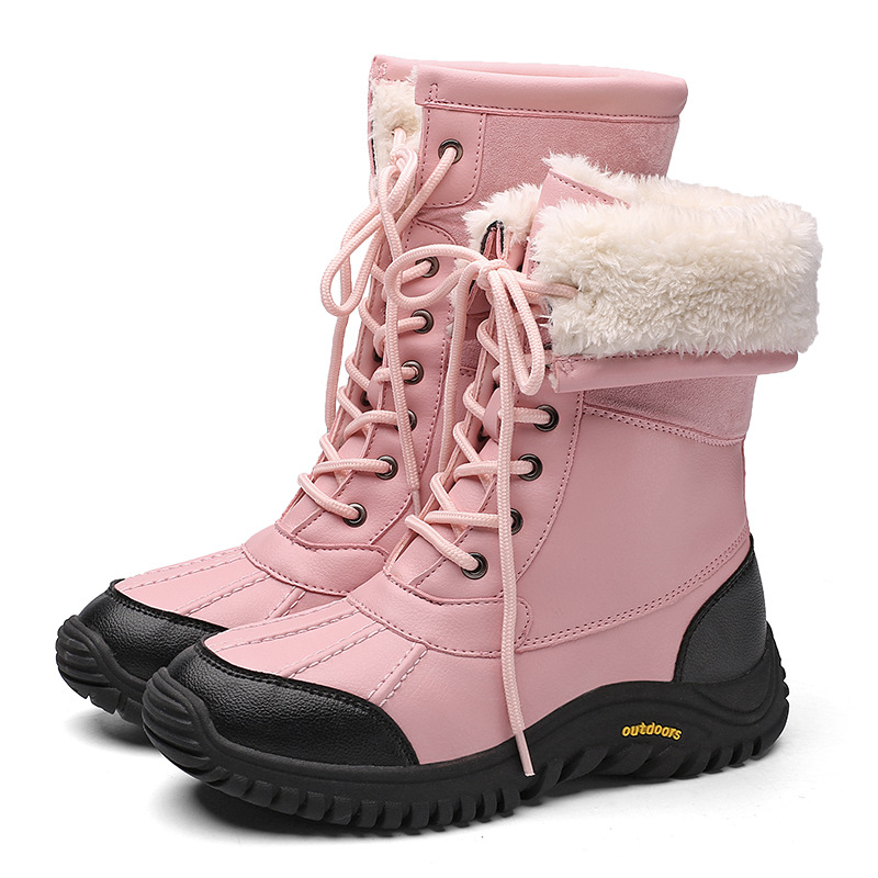 Winter Martin boots women's Plush warm outdoor snow boots waterproof and anti-skid high barrel cotton shoes