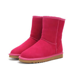 OEM Custom logo multiple colour color Mid-calf Warm Fur Winter Boots Classics Cow Leather Womens Snow Boots Drop Shipping