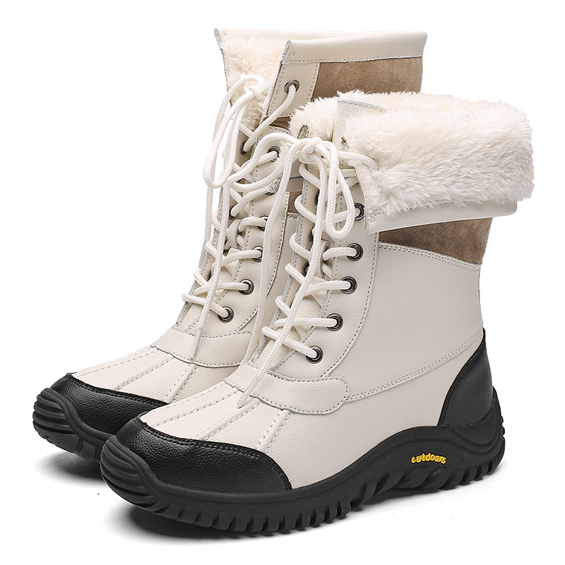 Winter Martin boots women's Plush warm outdoor snow boots waterproof and anti-skid high barrel cotton shoes