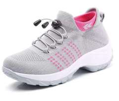 Wholesales Sock Design Platform Stretching Lock Lace Breathable Lightweight Women's Knitted Casual Shoes