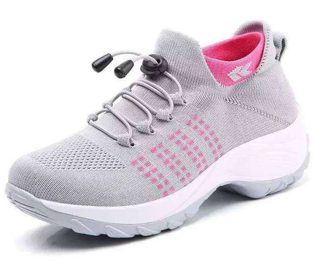 Wholesales Sock Design Platform Stretching Lock Lace Breathable Lightweight Women's Knitted Casual Shoes