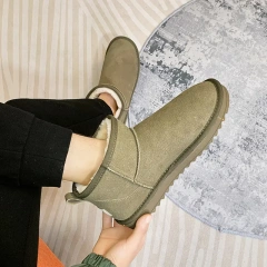 Customized winter new women's plush and thick snow boots casual flat comfortable short snow boots for ladies