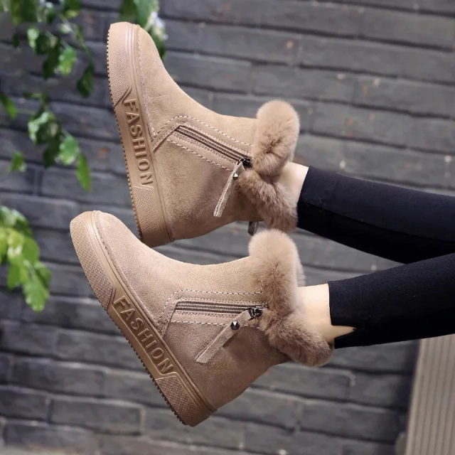 Women's short new plush short winter zipper Martin boots custom plush women's winter warm snow boots
