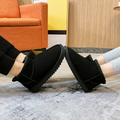 Customized winter new women's plush and thick snow boots casual flat comfortable short snow boots for ladies