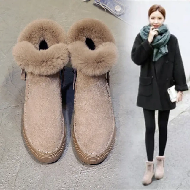 Women's short new plush short winter zipper Martin boots custom plush women's winter warm snow boots