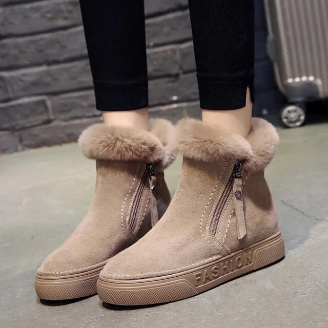 Women's short new plush short winter zipper Martin boots custom plush women's winter warm snow boots