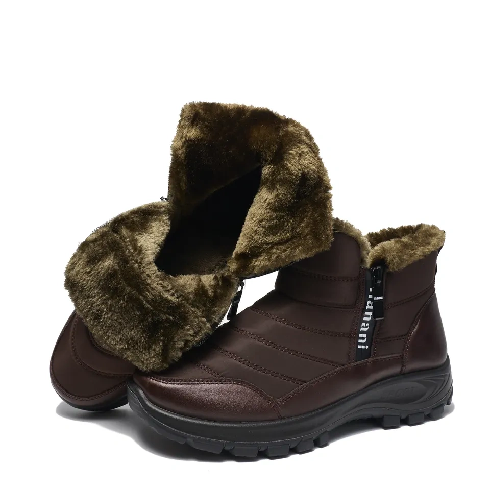 Wholesale Fashion Simple Winter Outdoor Warm Snow Boots With Double Zippers Custom Logo Waterproof Wear-resistant Snow shoes