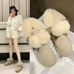 Fashion women's winter new hairy design snow shoes boots elegant thicken plush cute solid short snow boots for ladies
