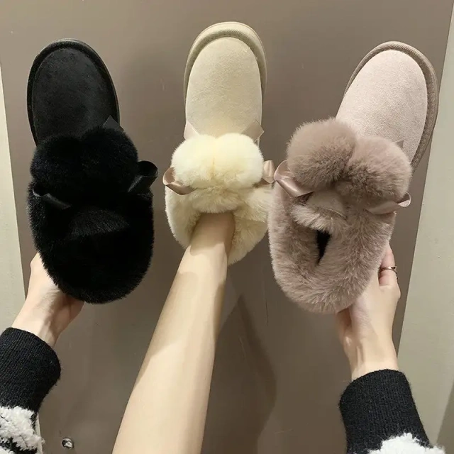 Fashion women's winter new hairy design snow shoes boots elegant thicken plush cute solid short snow boots for ladies
