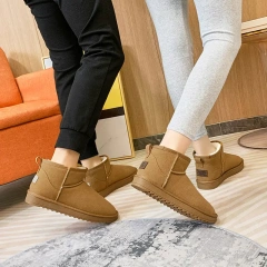 Customized winter new women's plush and thick snow boots casual flat comfortable short snow boots for ladies