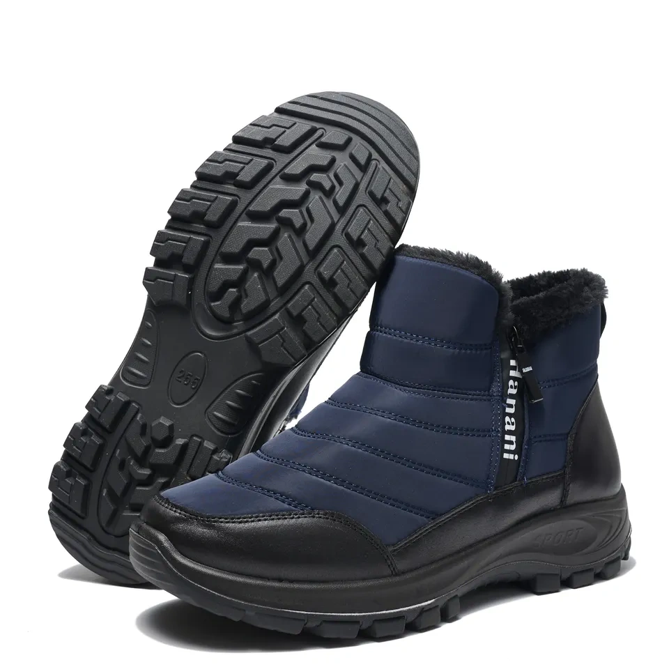 Wholesale Fashion Simple Winter Outdoor Warm Snow Boots With Double Zippers Custom Logo Waterproof Wear-resistant Snow shoes