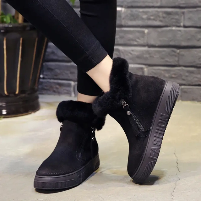 Women's short new plush short winter zipper Martin boots custom plush women's winter warm snow boots