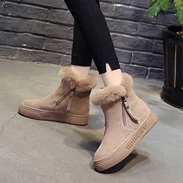 Women's short new plush short winter zipper Martin boots custom plush women's winter warm snow boots