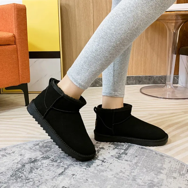 Customized winter new women's plush and thick snow boots casual flat comfortable short snow boots for ladies