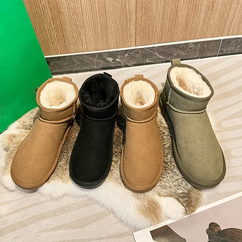 Customized winter new women's plush and thick snow boots casual flat comfortable short snow boots for ladies