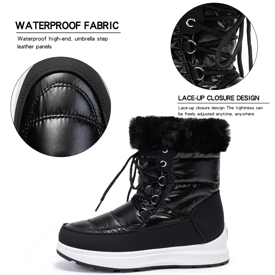 Hot Sale Winter Warm Plush Lining Ladies Snow Shoes Waterproof Upper Soft And Thermal Snow Boots For Women