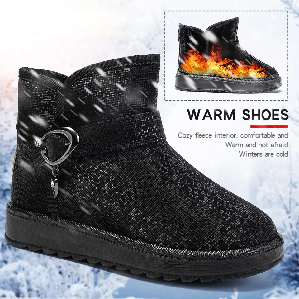 Women Winter Outdoor Warm Plush Flat Snow Boots Anti-Slip And Comfortable Snow Winter Shoes For Women