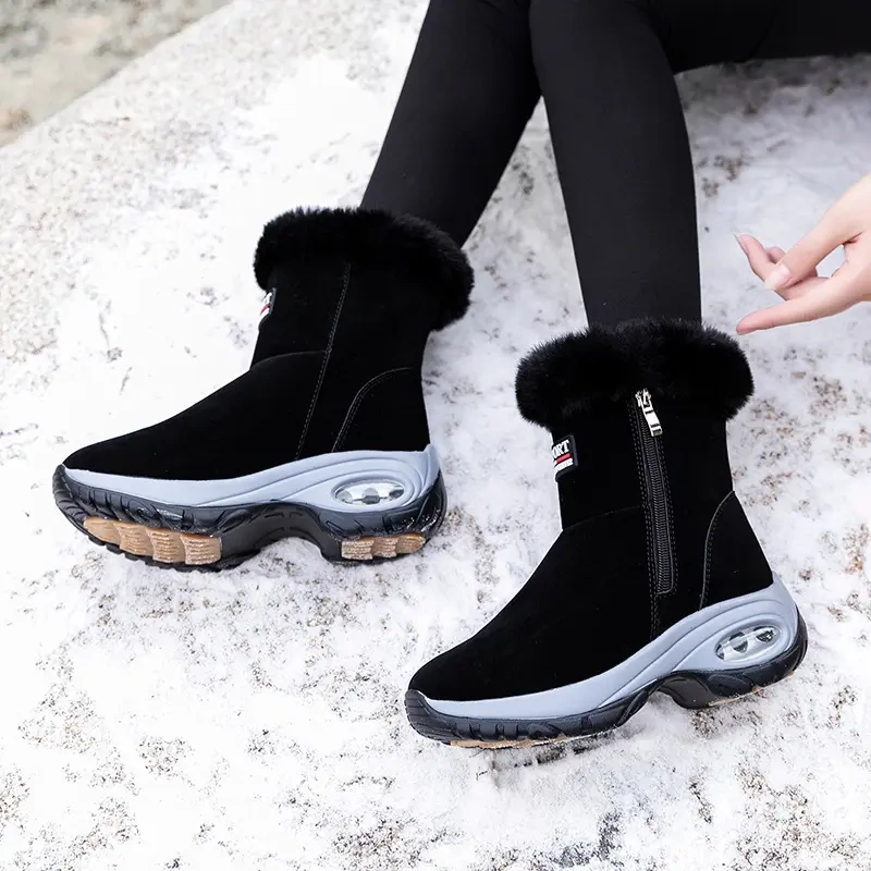 Outdoor fashion trend thick soled warm snow boots for women plush comfortable middle women' s snow shoes boots