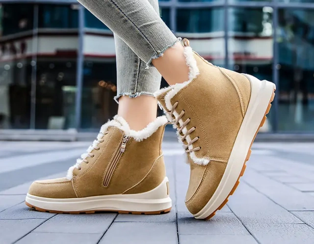 Wholesale Women's Winter Warm Plush Lining Ankle Snow Boots Lace-up Soft And Comfortable Snow Shoes For Women
