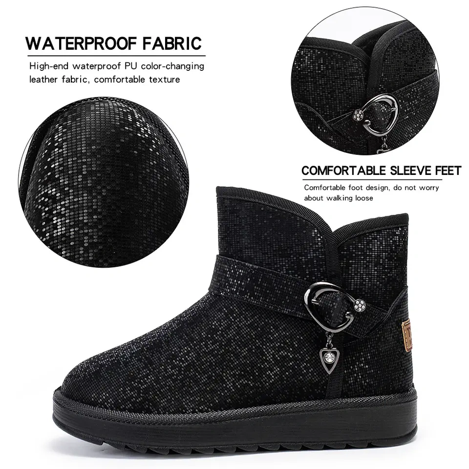 Women Winter Outdoor Warm Plush Flat Snow Boots Anti-Slip And Comfortable Snow Winter Shoes For Women