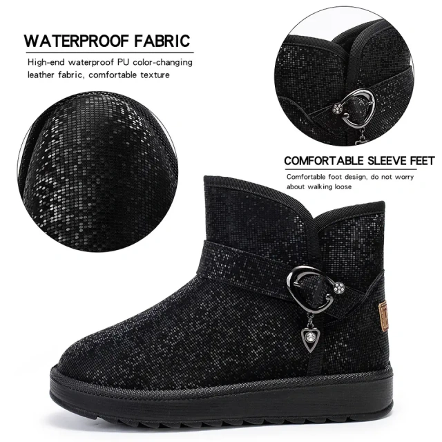 Women Winter Outdoor Warm Plush Flat Snow Boots Anti-Slip And Comfortable Snow Winter Shoes For Women