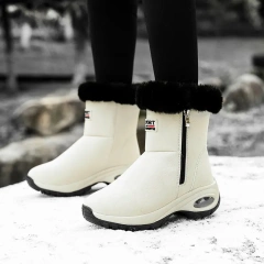 Outdoor fashion trend thick soled warm snow boots for women plush comfortable middle women' s snow shoes boots