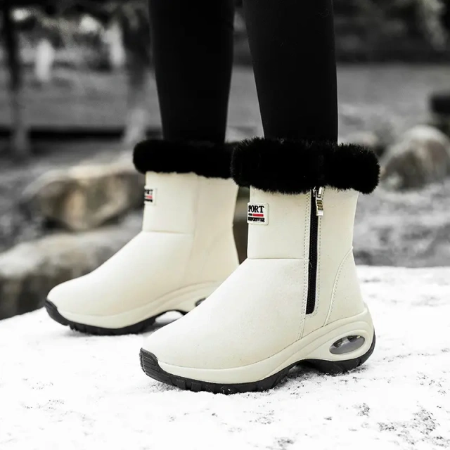 Outdoor fashion trend thick soled warm snow boots for women plush comfortable middle women' s snow shoes boots