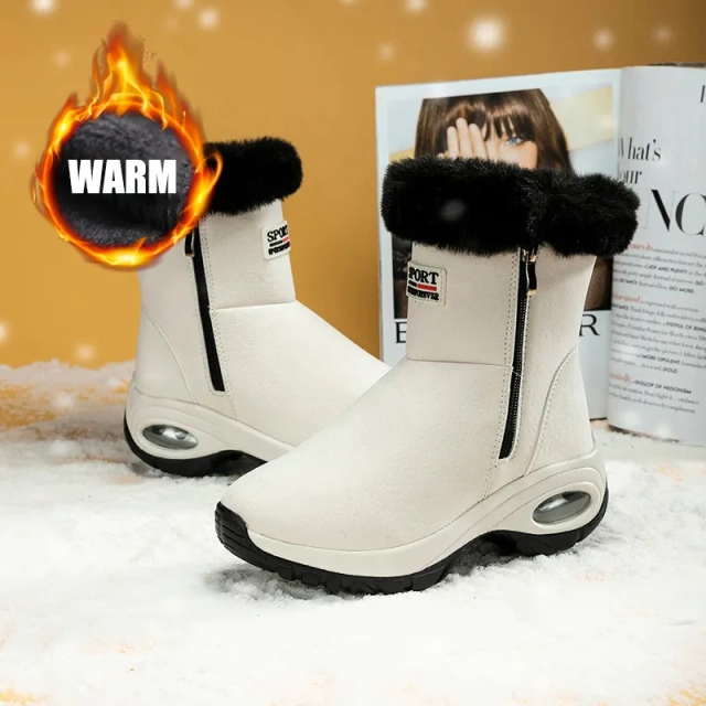 Outdoor fashion trend thick soled warm snow boots for women plush comfortable middle women' s snow shoes boots